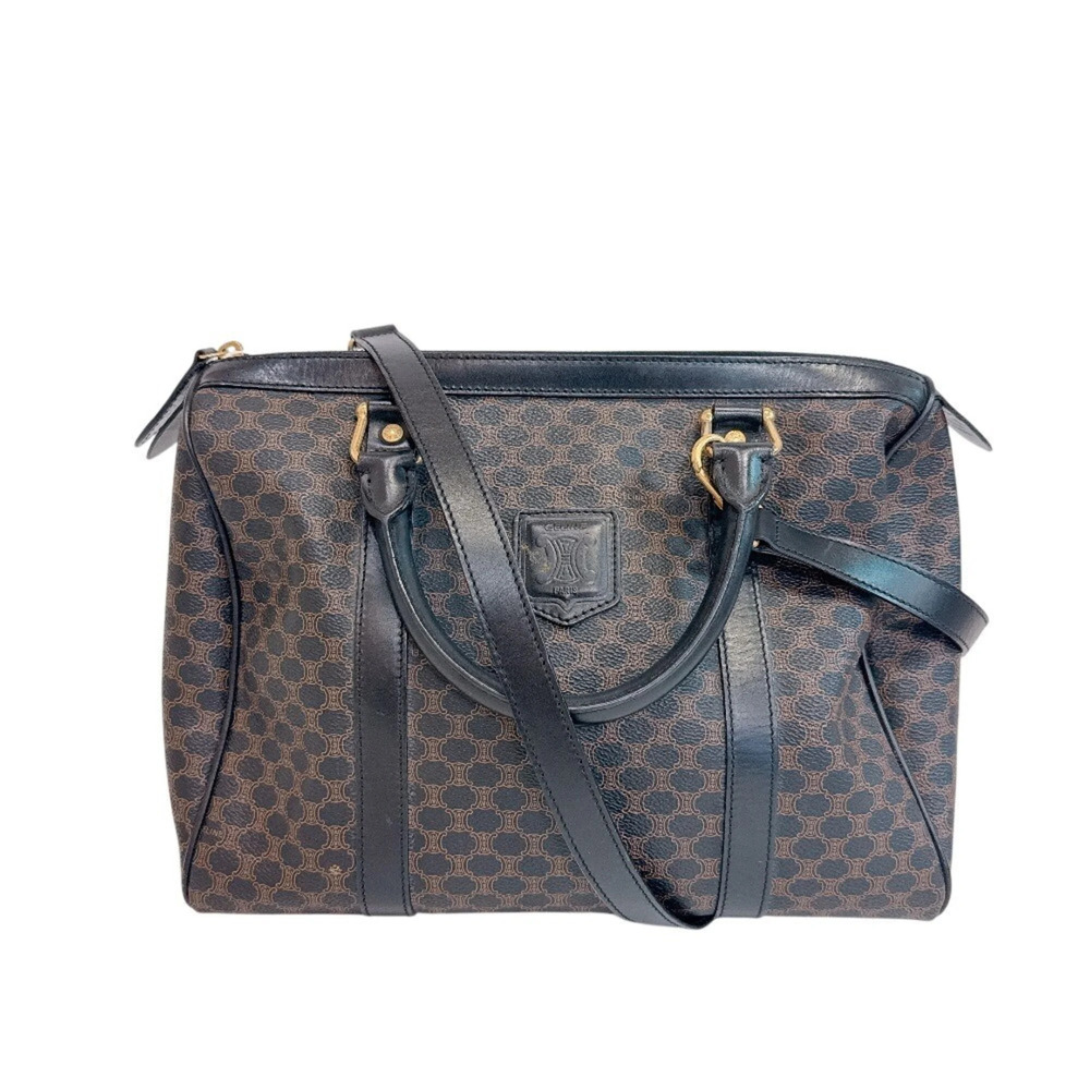 CELINE Macadam Leather Boston Bag, Brown